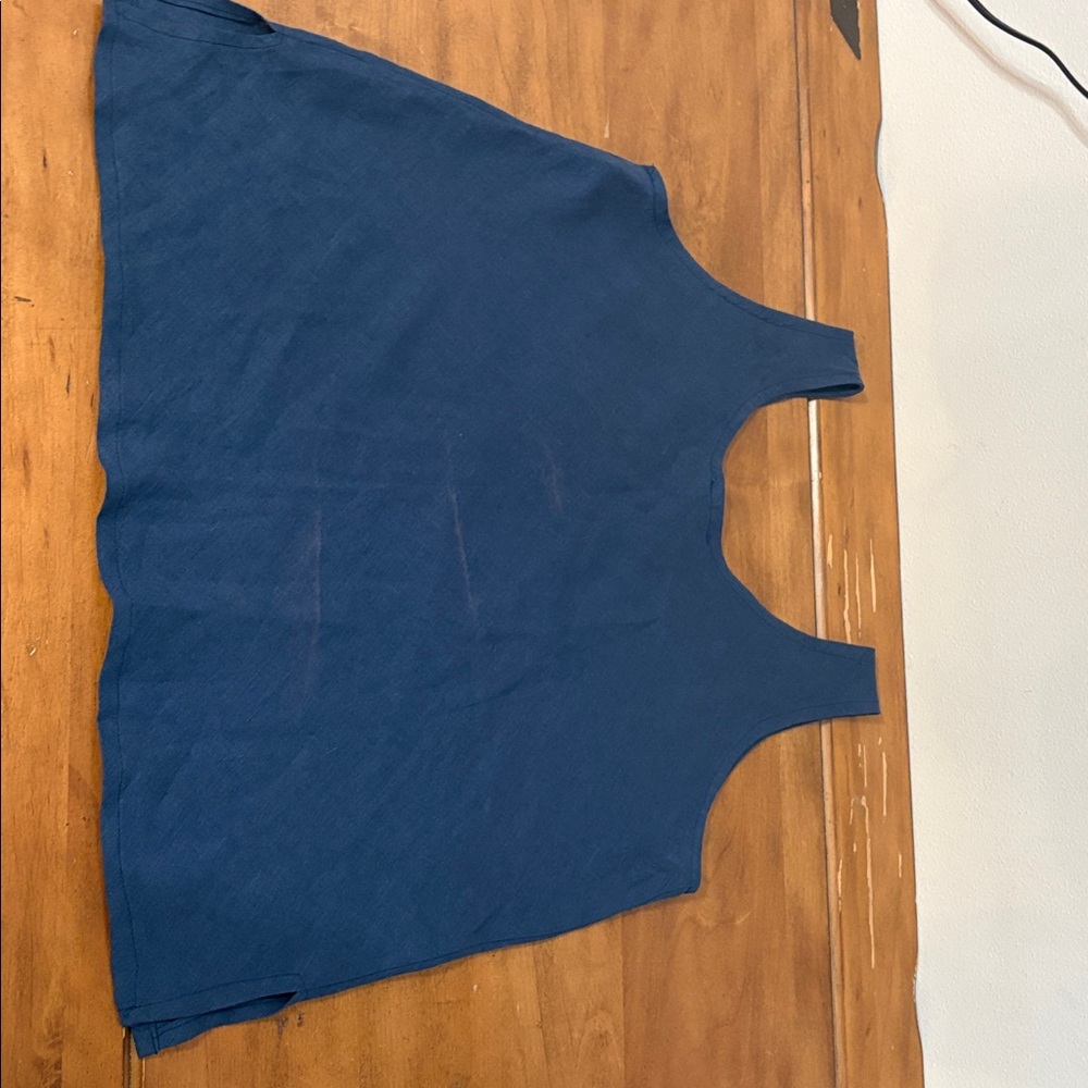 PuroLino Women's Linen Blue Tank Top Size XL - Picture 6 of 8